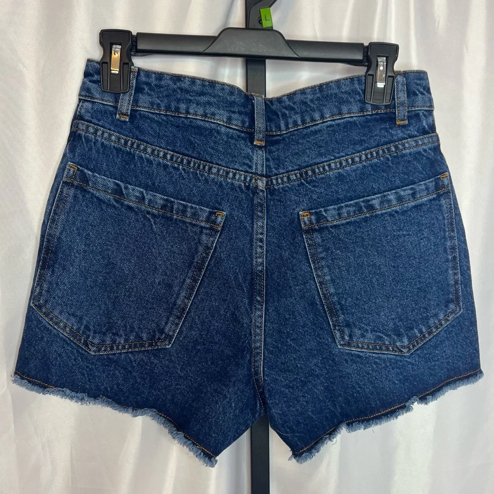 Farm Rio High Rise Crochet Granny Square Denim Shorts, size 28 - Picture 7 of 7
